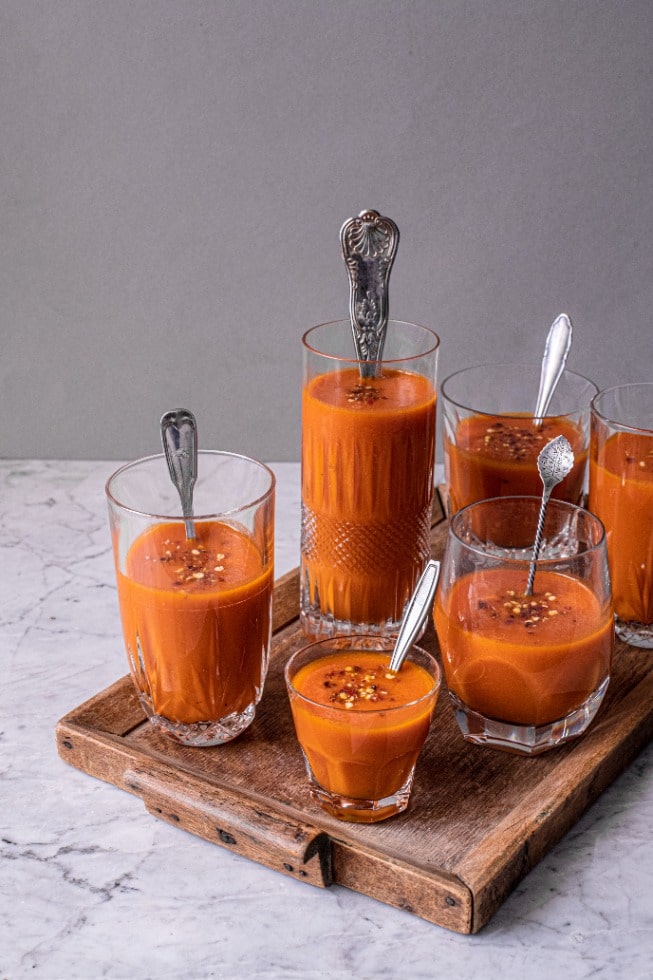 Gazpacho aus Tomate, Paprika und Honigmelone | FREE MINDED FOLKS